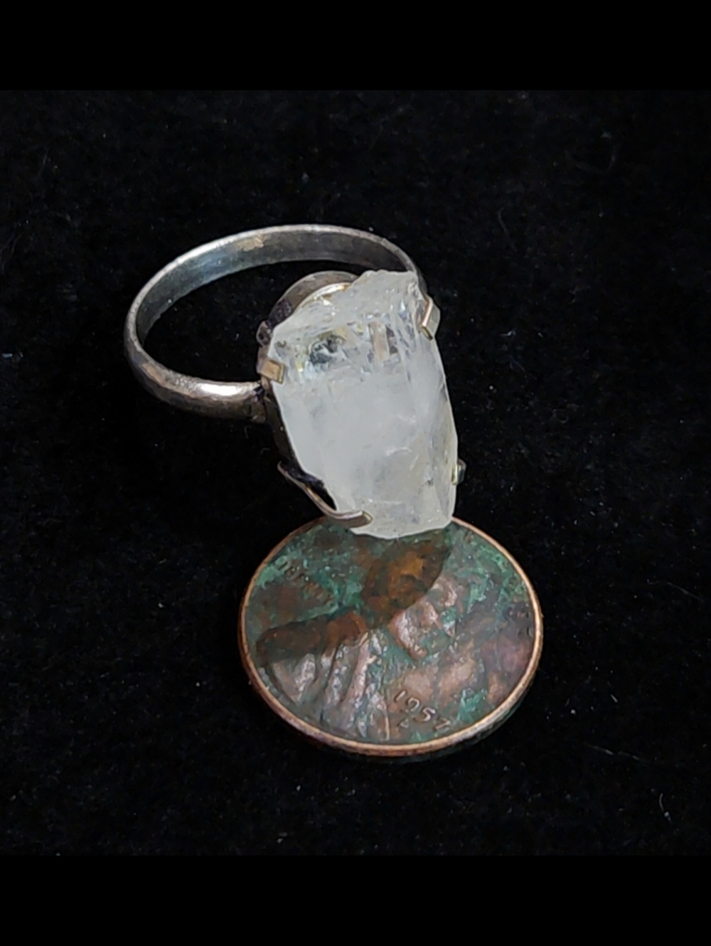 Elegant, Radiant, Silver-Tone, White Crystal Statement Ring